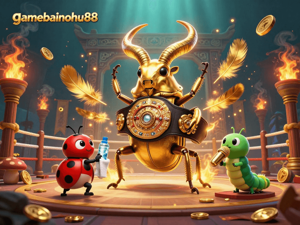 Engage in thrilling gameplay at gamebainohu88 with exciting golden stag beetle boxing match.