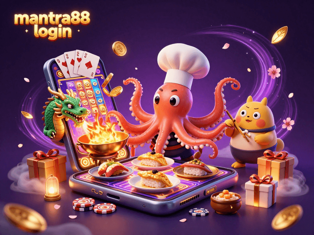 Experience the thrill of mantra88 login as characters engage in a vibrant casino scene.