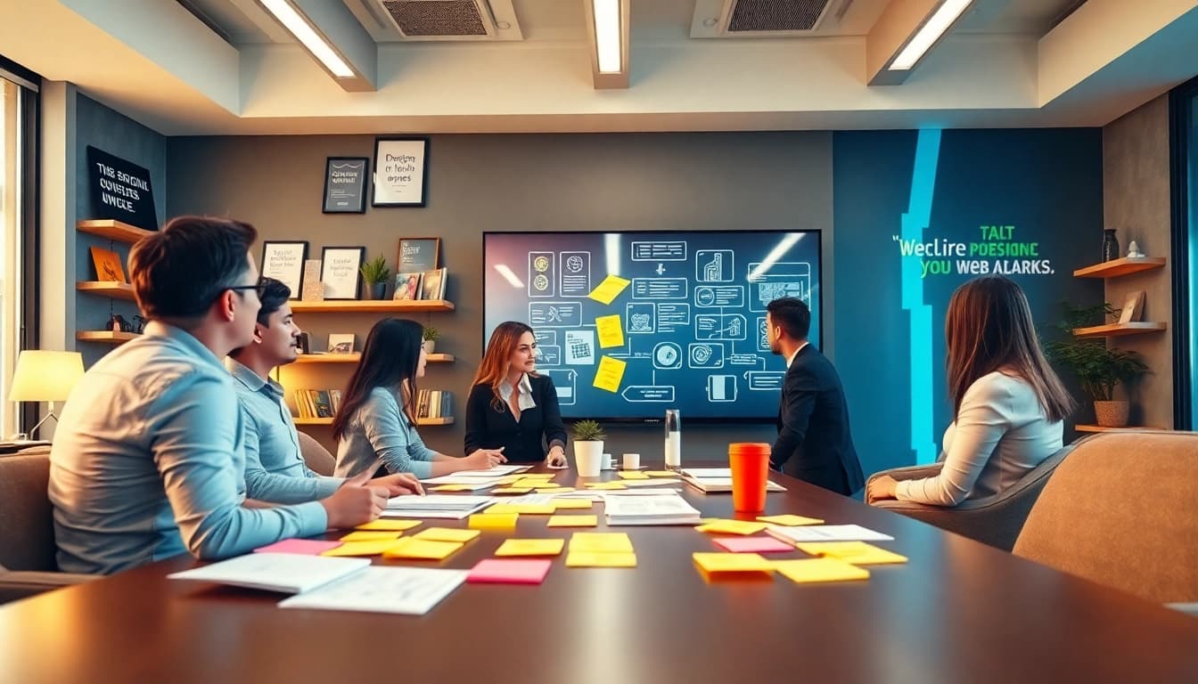 Creative team brainstorming at a website design agency Melbourne office