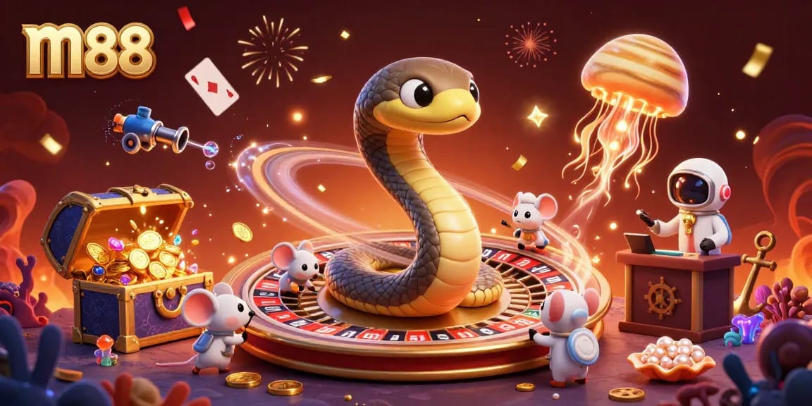 Engage in thrilling bets at m88 with a vibrant cosmic casino featuring unique characters and game elements.