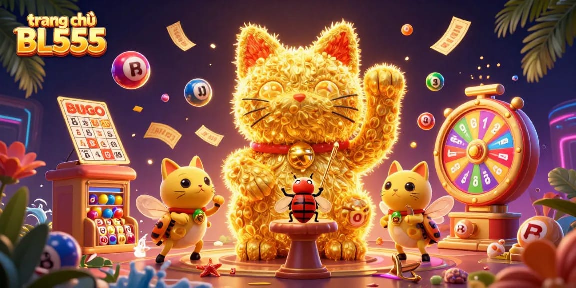 Experience immersive gameplay at trang chủ BL555 with dazzling casino symbols and festive lottery elements.