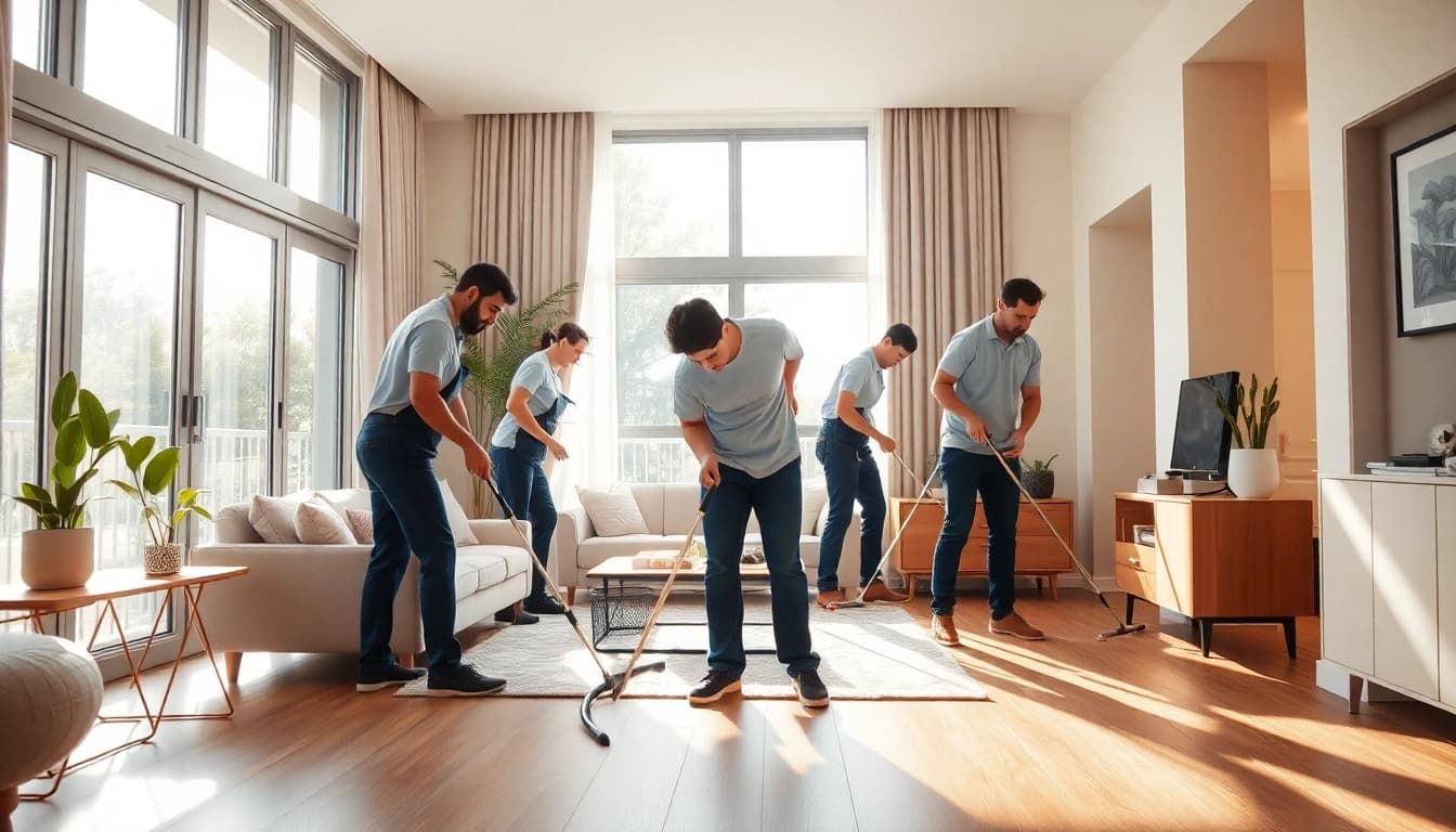 Efficient bond cleaning Brisbane team revitalizing an apartment to ensure a flawless end-of-lease experience.