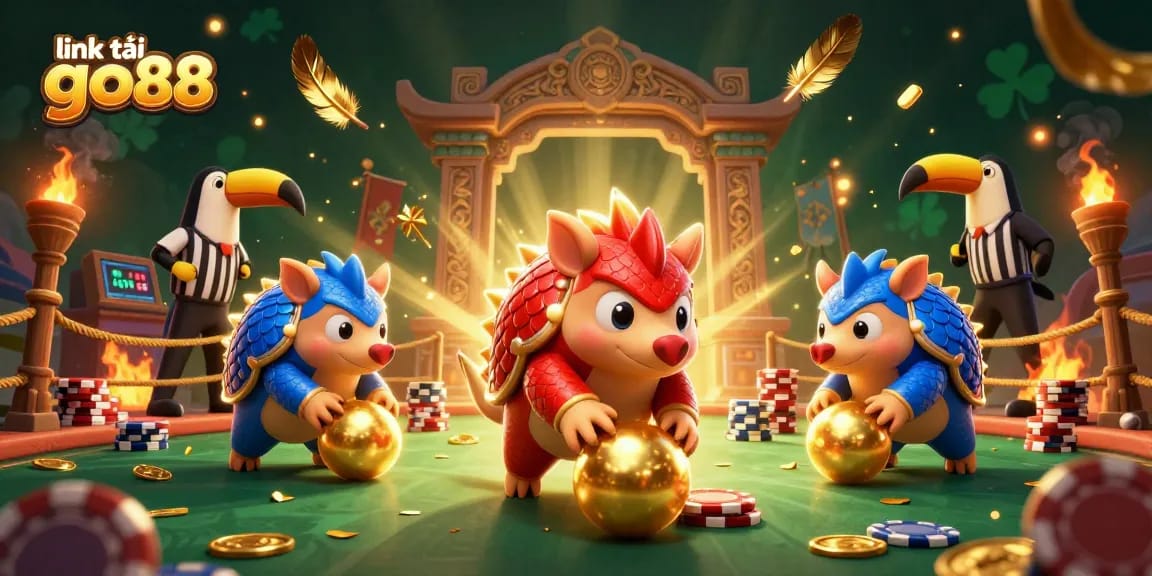 Catch the excitement with link tải go88 through playful pangolins in a vibrant casino setting.