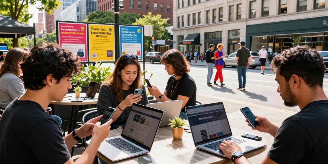 BedPersonal users engaging with local classifieds in an active city setting.