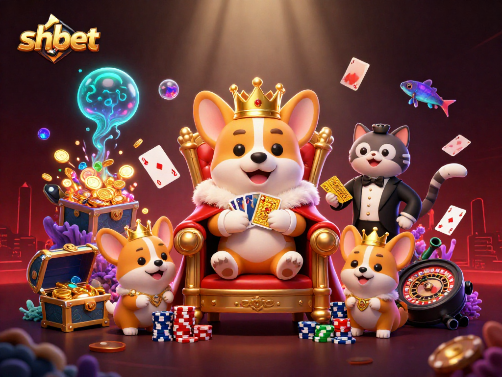 Experience thrilling gaming with shbet's corgi royalty and vibrant casino elements.