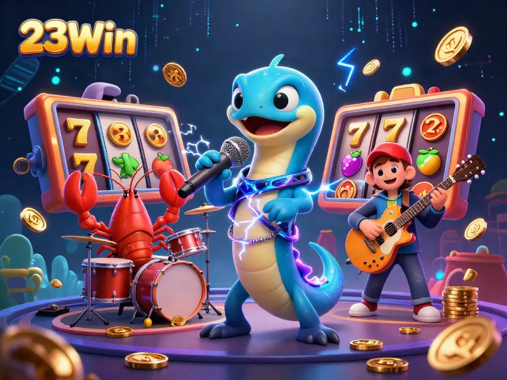 Experience thrilling online gaming with the vibrant 23Win underwater stage featuring electric eel DJ.