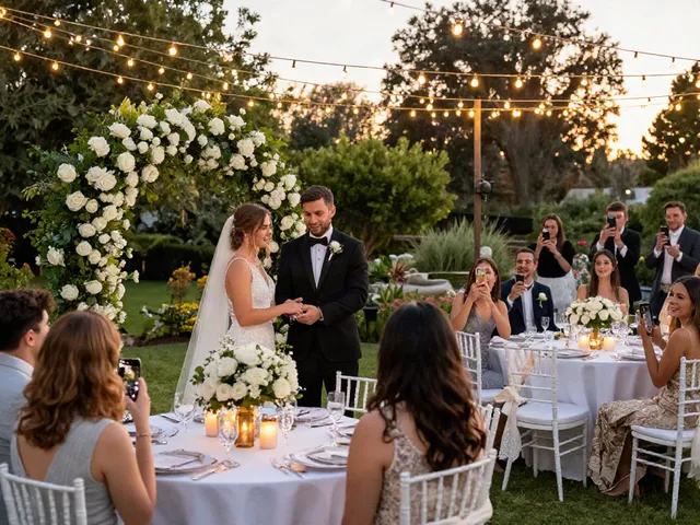 Event rental ksa showcases a stunning outdoor wedding setting with vibrant floral decor, perfect for memorable celebrations.