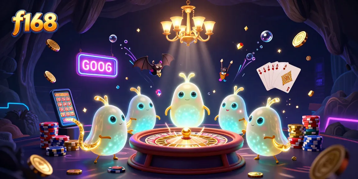 Experience the excitement of f168 with glowing worms lighting a casino filled with treasures and games.