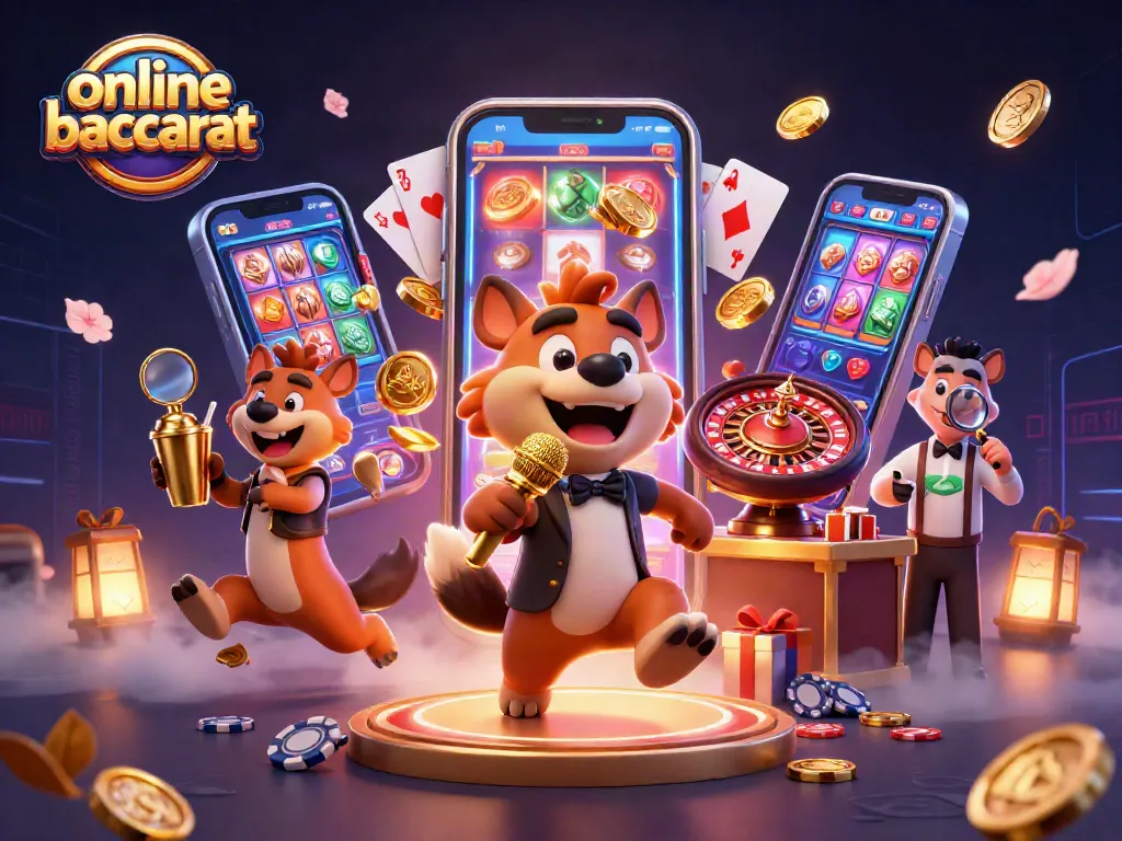 Experience thrilling online baccarat with a lively 3D casino scene featuring comedic hyenas