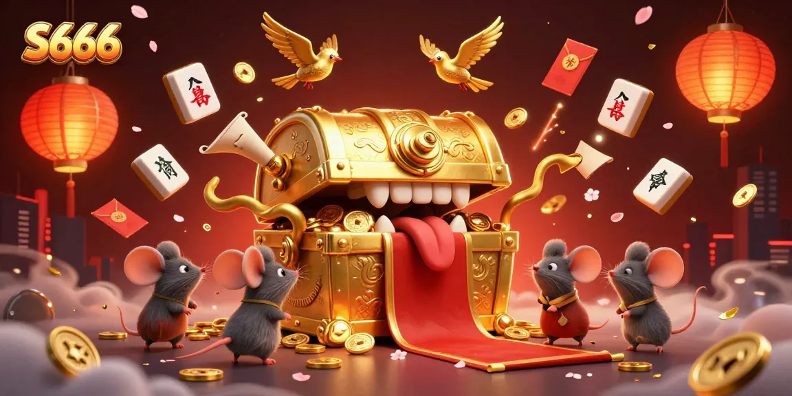 Engaging S666 casino experience attracting players with a treasure chest and exciting game elements.