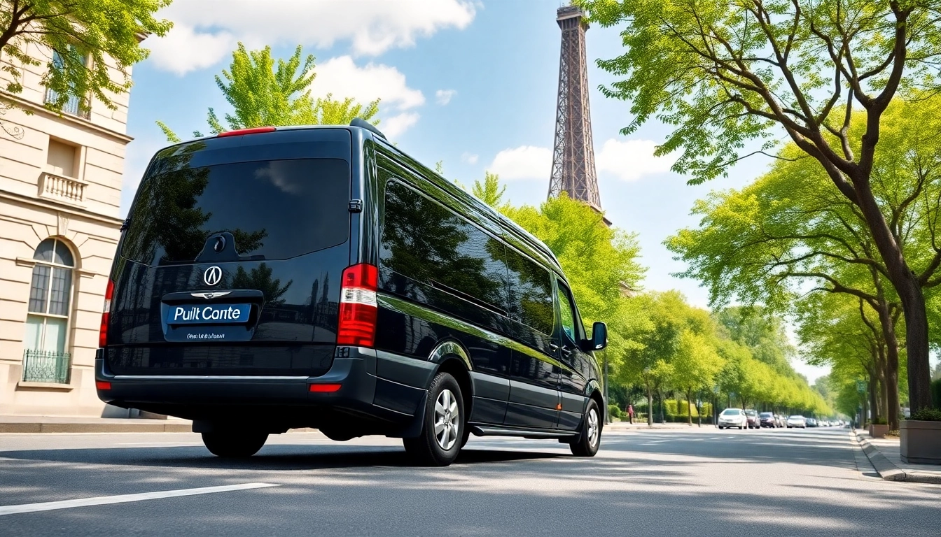 Experience a convenient Orly Airport to Paris Transfer with a professional shuttle service in a sunny Paris street.