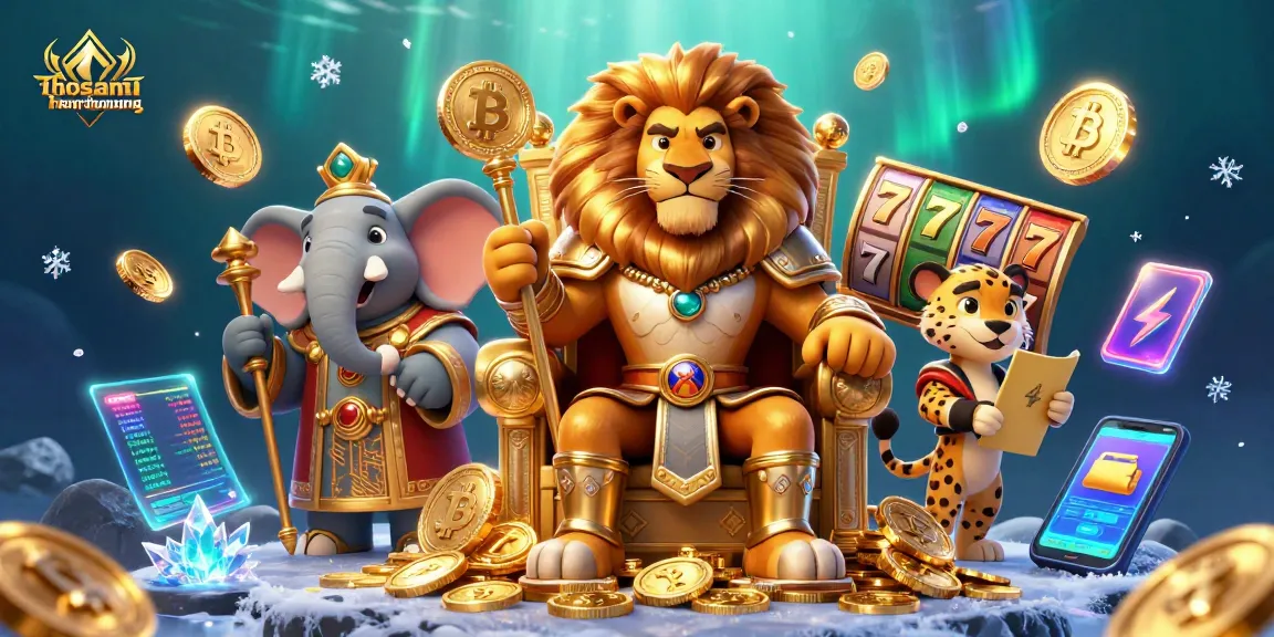 Engage with thosantienthuong featuring a fierce lion king surrounded by dynamic casino elements.