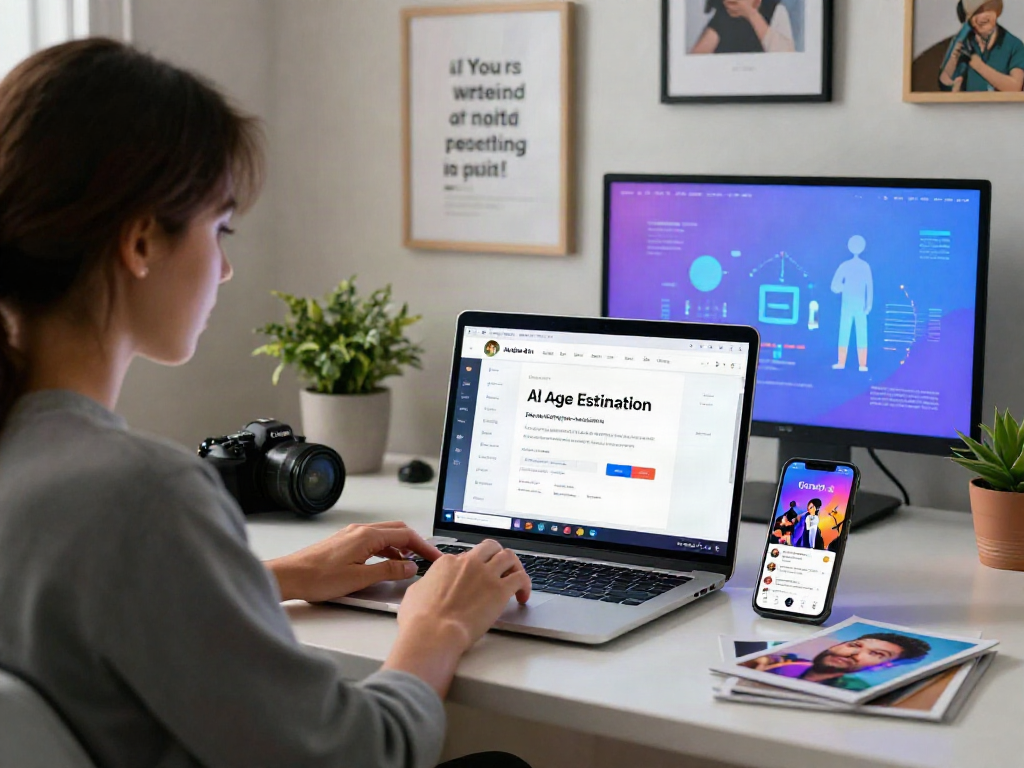 Engaging digital user analyzing how old do I look with AI age estimation tool on a modern laptop.