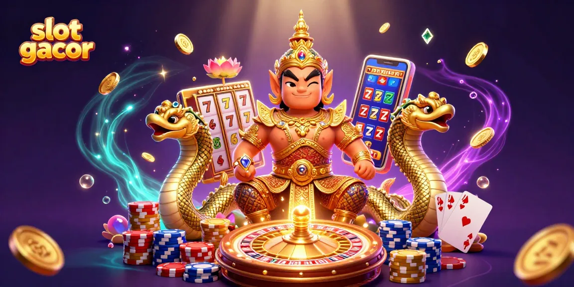 Play slot gacor with animated guardians, golden coins, and vibrant casino elements.