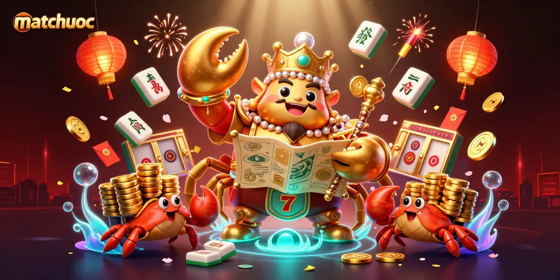 Experience the riches of matchuoc with a vibrant casino scene featuring a golden crab emperor.