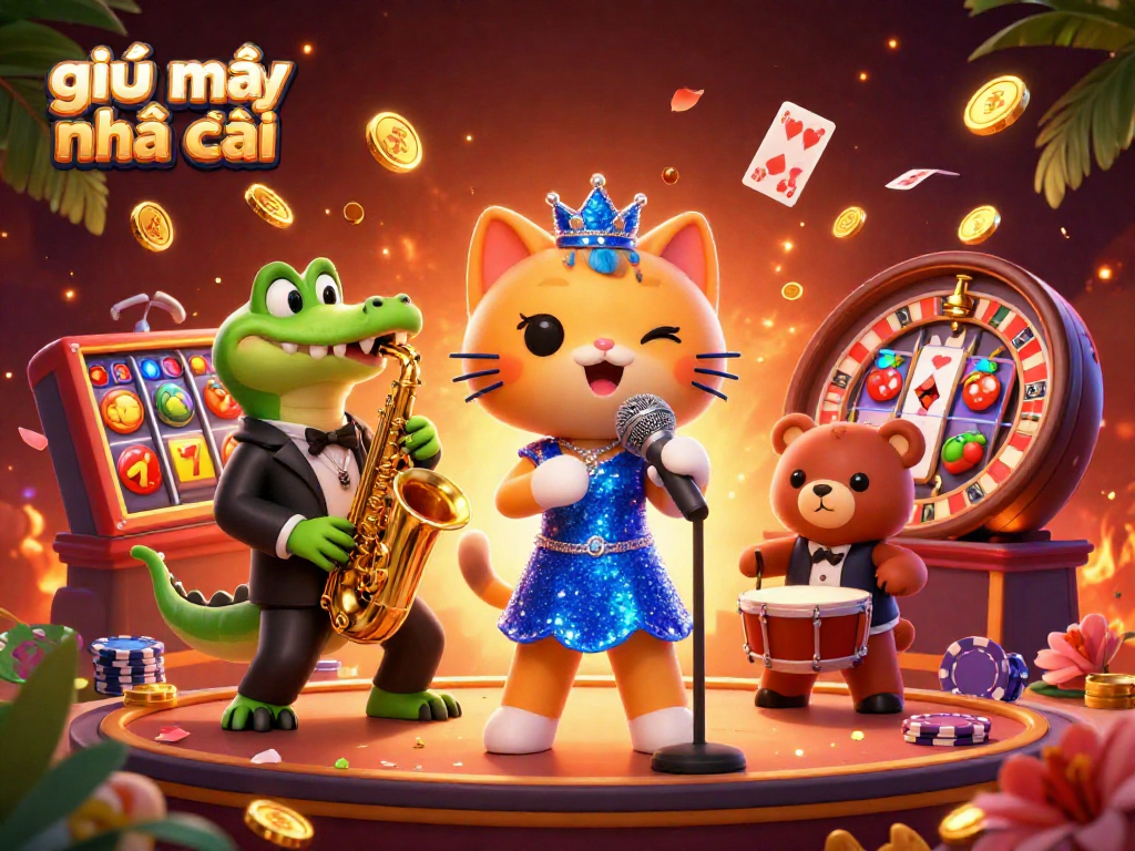 Engage with giải mã nhà cái allure in this vibrant casino scene featuring lively characters and dynamic gambling elements.