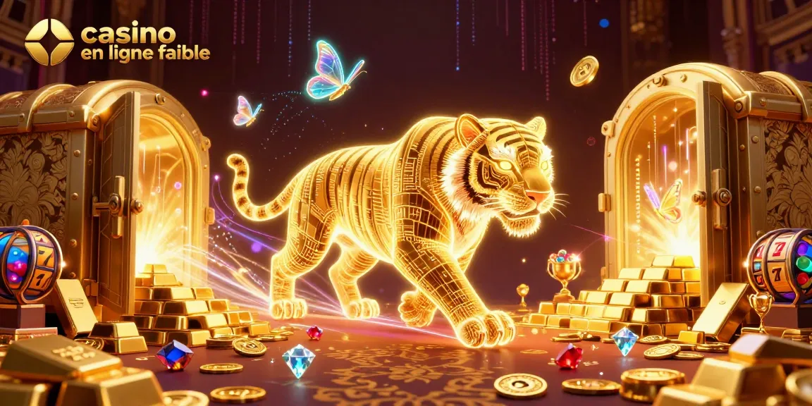 Plongée dans le monde de casino en ligne fiable avec des ressources en or et un tigre lumineux.
