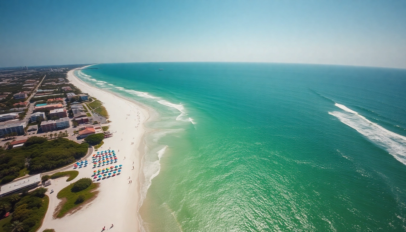 Explore the stunning beaches and vibrant atmosphere of Pensacola FL in this aerial view.