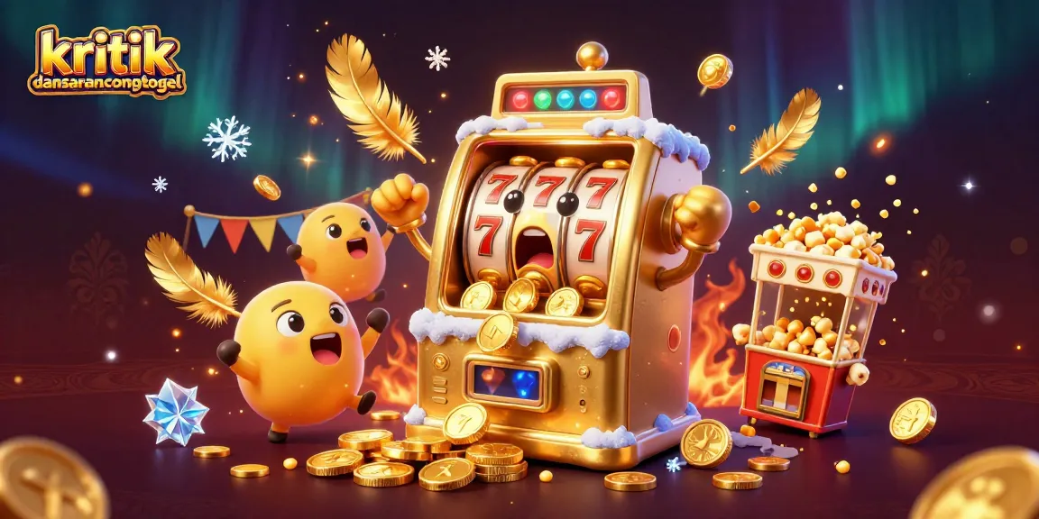 Experience the excitement of kritikdansarancongtogel as a golden slot machine wins a jackpot amidst cheering baby machines.