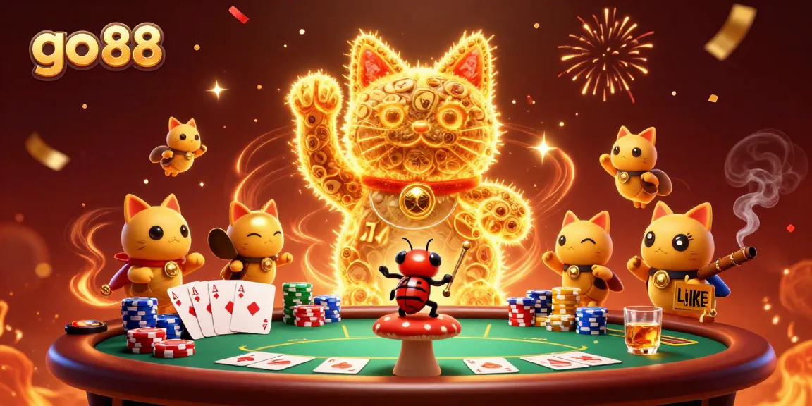 Experience magical wins with go 88 in a vibrant casino scene filled with lucky symbols.