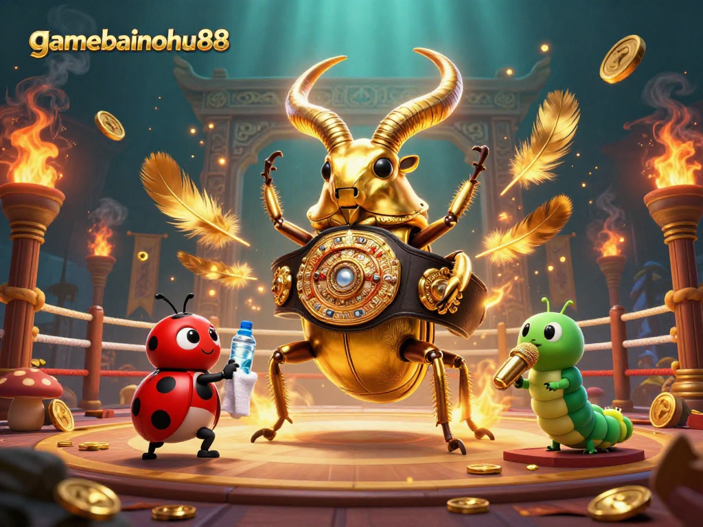 Engage in thrilling gameplay at gamebainohu88 with exciting golden stag beetle boxing match.