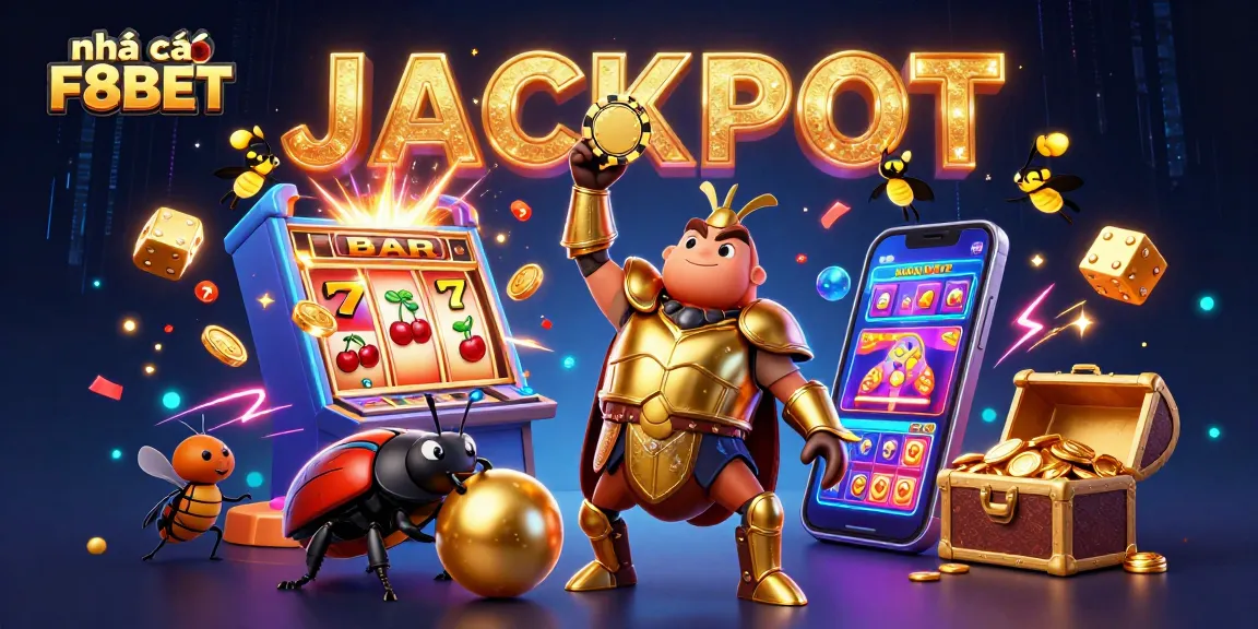 Engage with the thrilling world of nhà cái F8BET, featuring vibrant casino elements and a dynamic jackpot scene.
