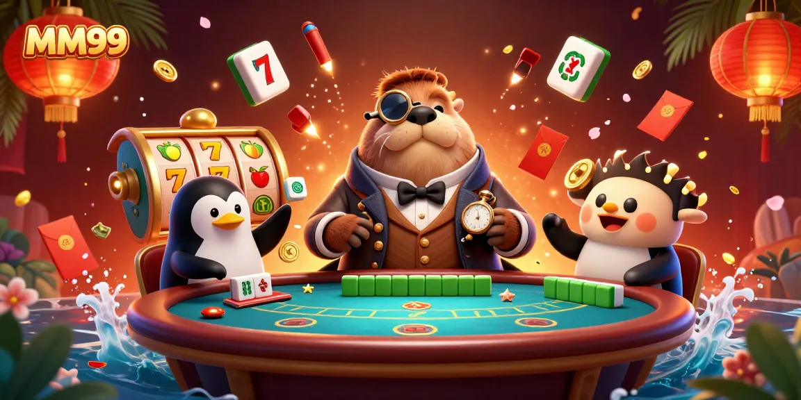 Engage with MM99's exciting underwater poker game featuring a walrus, penguin dealer, and pufferfish player.