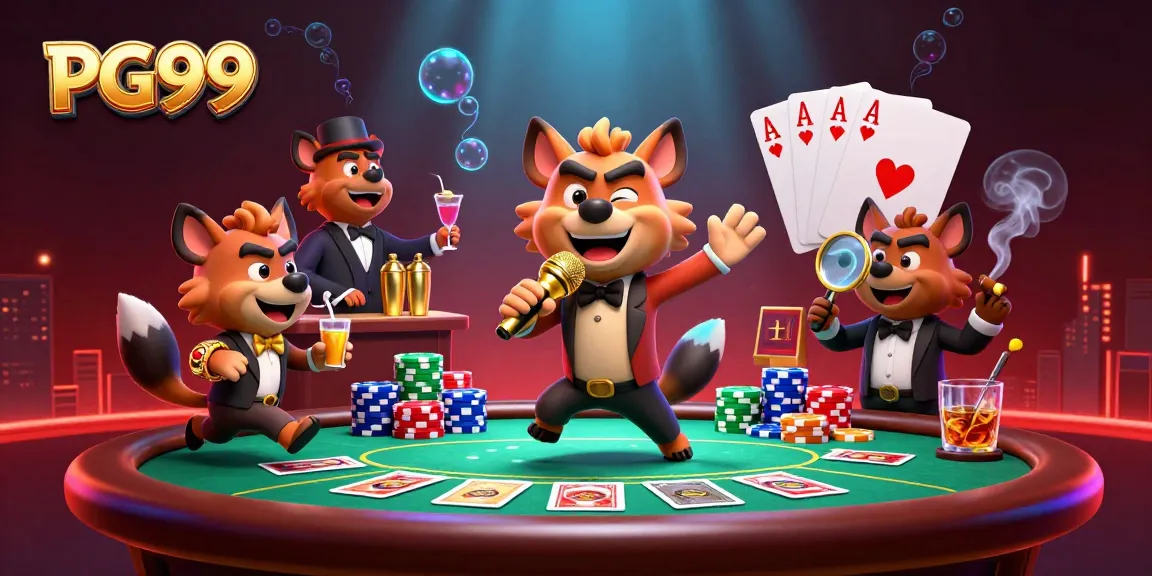 Experience thrilling action at PG99 casino with lively hyena characters in a vibrant 3D scene.