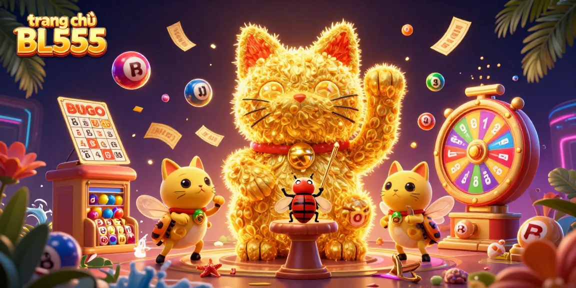 Experience immersive gameplay at trang chủ BL555 with dazzling casino symbols and festive lottery elements.
