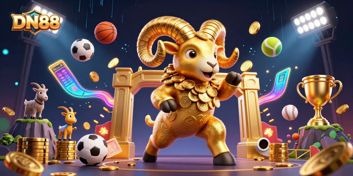 Experience stunning gameplay at DN88 with dynamic sports and casino elements in a vibrant 3D scene.