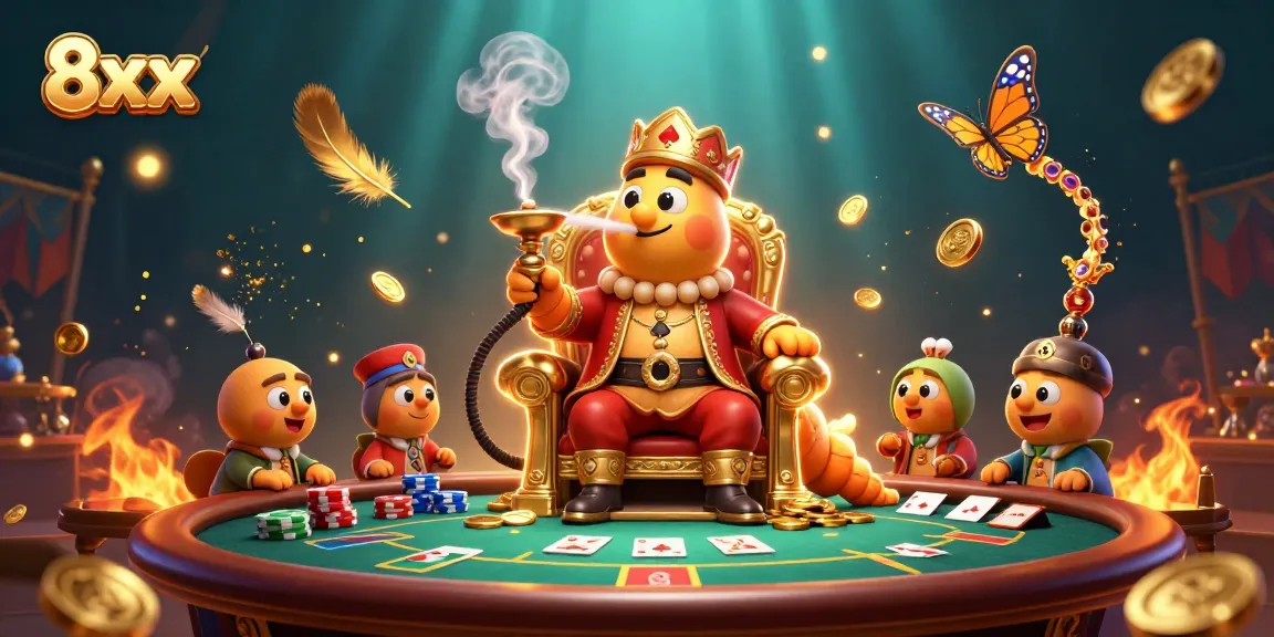 Engage with the mesmerizing 8xx poker scene featuring extravagant elements and captivating characters.