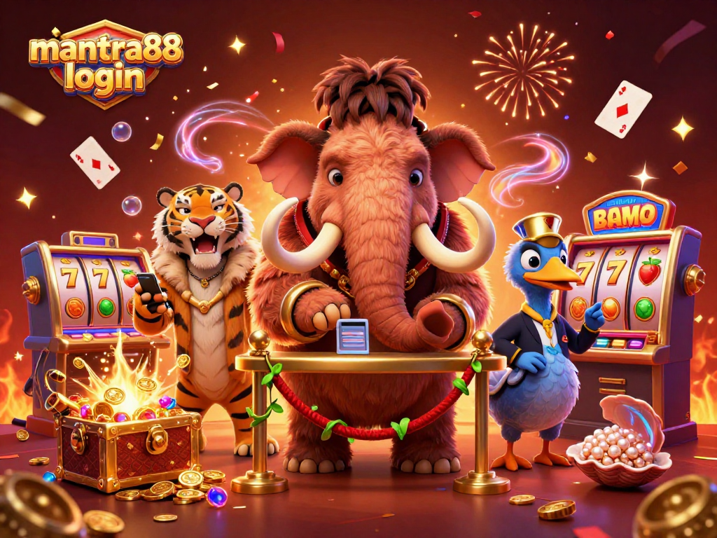 Experience thrill and excitement with mantra88 login at this vibrant casino illustration.