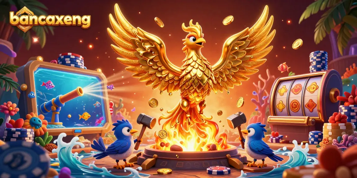 Engage in dynamic bancaxeng gameplay with a golden phoenix and underwater elements.
