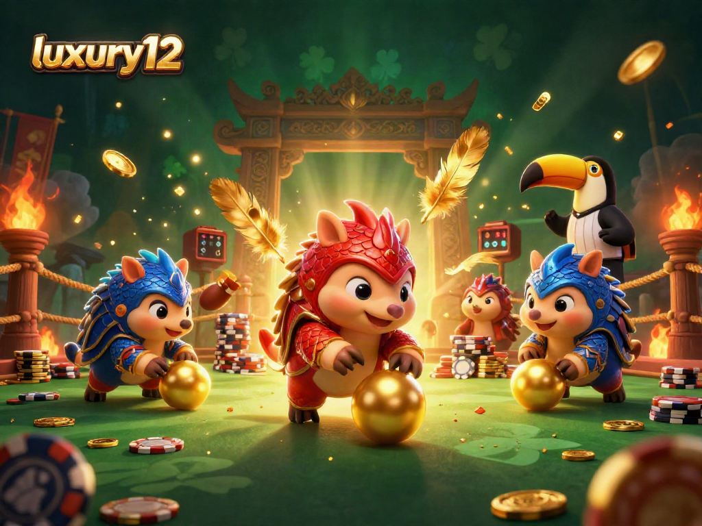 luxury12 menghadirkan pangolin berperang di arena judi, dikelilingi koin emas dan chip poker
