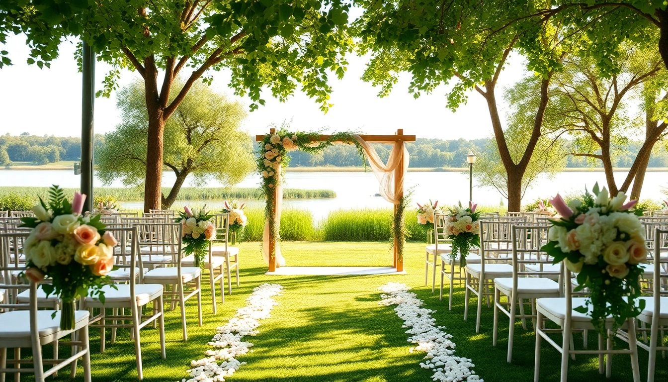 Capture the beauty of an outdoor wedding venue Sacramento Delta with elegant decorations and serene nature.