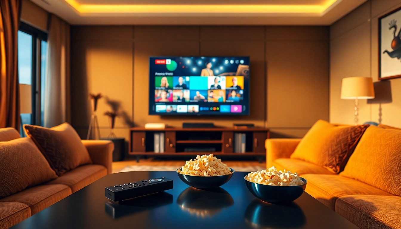 Explore the benefits of free trial iptv with a cozy living room IPTV setup.