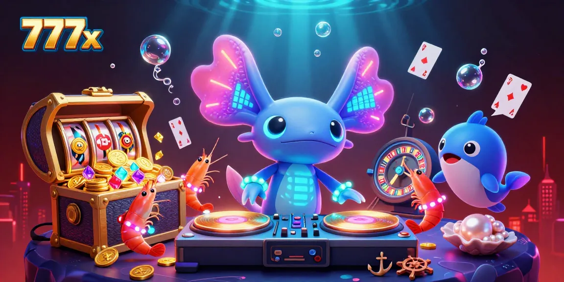 Experience the thrill of 777x with vibrant casino games and lively underwater scenes.