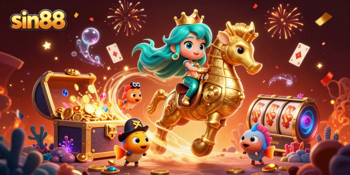 Experience thrilling games and treasure with sin88 in a vibrant underwater casino scene.