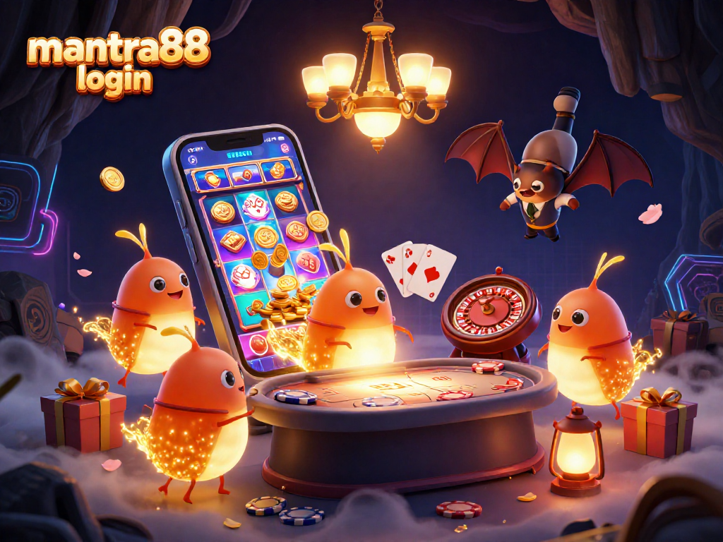 Experience big wins at mantra88 login with a lively casino scene illuminated by glowworms.