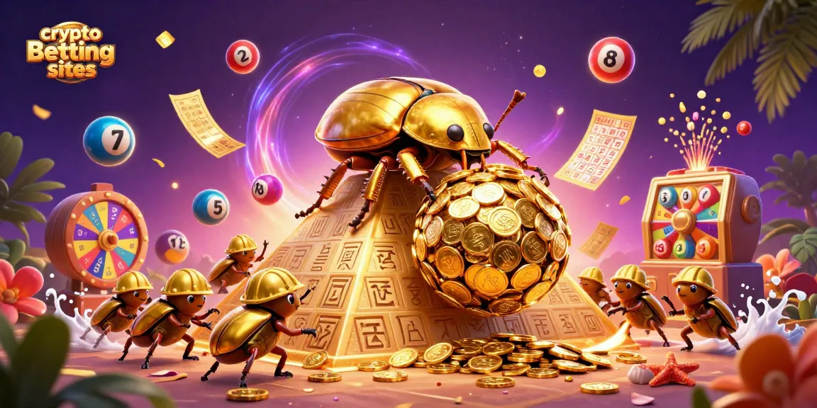 Placer des paris sur les sites de paris crypto avec une illustration dynamique et colorée des symboles de casino.