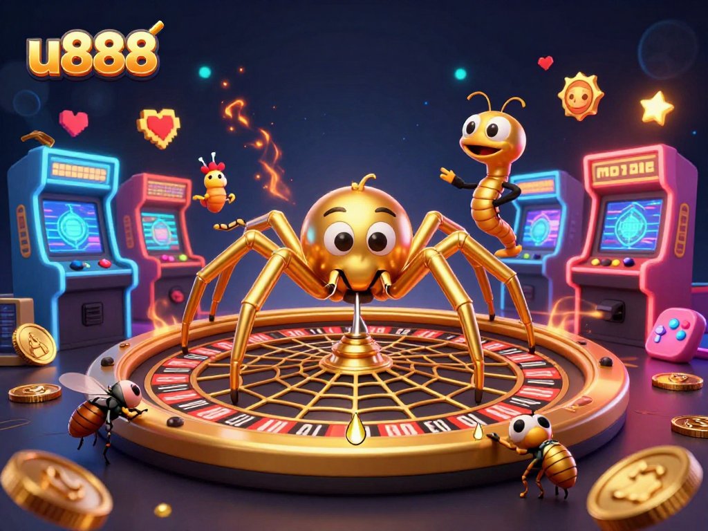 Experience the thrill of u888 with a dynamic casino scene featuring intricate gaming elements and captivating characters.