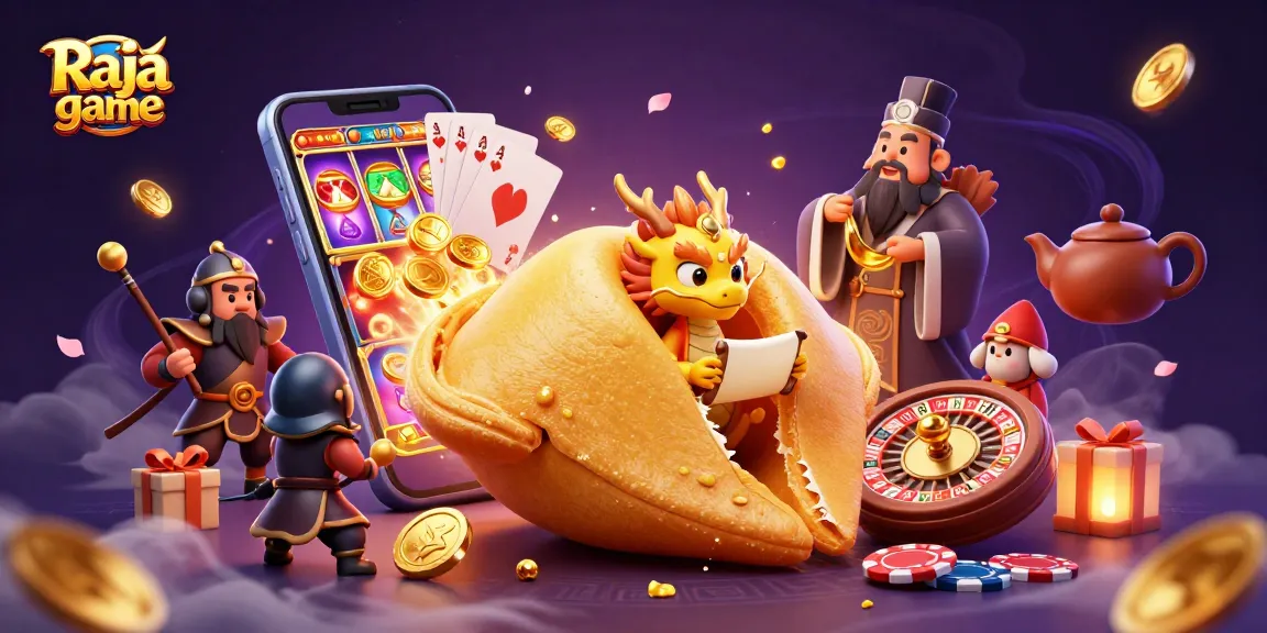 Experience the Raja game with thrilling slot spins and golden fortune in this vibrant illustration.