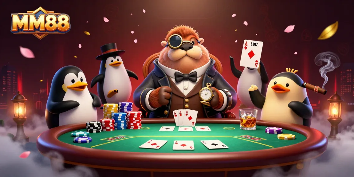 Experience MM88’s thrilling underwater poker game with charming characters in action.