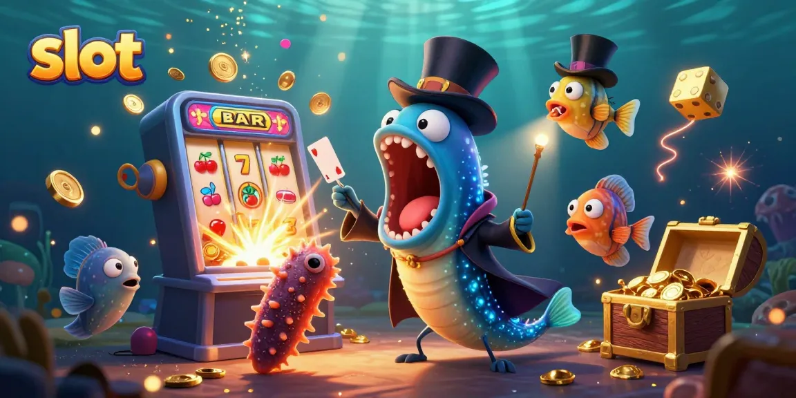 Experience thrilling slot games with a whimsical underwater scene featuring vibrant characters and magical elements.