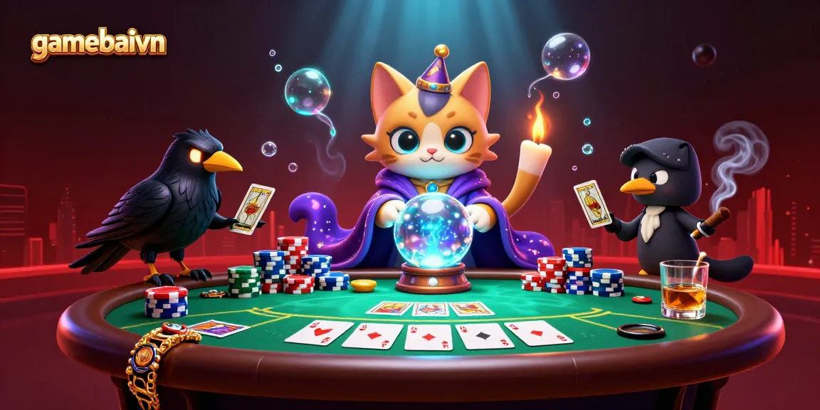 Engage in thrilling poker with gamebaivn featuring mystic characters and vibrant poker elements.