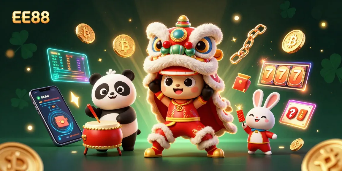 Experience the excitement of EE88 with vibrant 3D characters and jackpot elements in this lively casino scene.